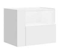 QJBSAVVA Table de chevet murale, blanche, 45 x 30 x 35 cm, table de chevet flottante en bois avec tiroir, étagère murale moderne pour chambre à coucher et salon, console de chevet murale peu