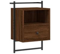 QJBSAVVA Table de Chevet Murale Chêne Brun 40x30x61 cm, Table de Nuit Suspendue avec Tiroir en Bois d'Ingénierie, Meuble de Rangement Flottant pour Chambre à Coucher et Salon