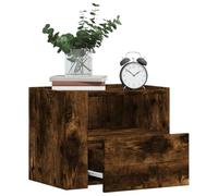 QJBSAVVA Table de chevet murale en bois de chêne fumé, 45 x 30 x 35 cm, avec tiroir et plateau supérieur stable, peu encombrante pour chambre à coucher et salon