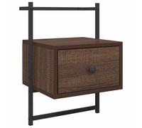 QJBSAVVA Table de Chevet Murale en Bois d'Ingénierie Chêne Brun 35x30x51 cm, Table de Nuit Suspendue avec Tiroir de Rangement pour Chambre et Salon, Meuble Mural Gain de Place Moderne