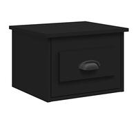 QJBSAVVA Table de chevet murale noire - 41,5 x 36 x 28 cm - Table de chevet flottante avec tiroir - Console de nuit moderne en bois - Table murale peu encombrante pour chambre à coucher et lit à