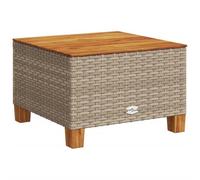 QJBSAVVA Table de Jardin Basse en Résine Tressée et Bois d'Acacia Massif Table d'Extérieur Modulable pour Terrasse Cour et Balcon Design Élégant Beige et Marron 55x55x36 cm