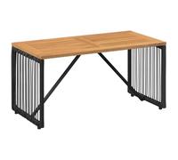 QJBSAVVA Table de Jardin en Polyrotin et Bois d'Acacia, Table Basse d'Extérieur Rectangulaire pour Terrasse, Balcon et Cour, Cadre en Acier Stable, 80 x 40 x 40 cm, Noir et Marron