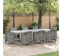 QJBSAVVA Table de jardin - Gris clair - 300 x 100 x 73 cm - Table à manger moderne en plastique avec feuilles extensibles - Résistante aux intempéries et élégante - Pour jardin, balcon et extérieur