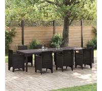 QJBSAVVA Table de jardin marron 300 x 100 x 73 cm - Plateau de table extensible en polyrotin - Résistant aux intempéries - Design moderne pour jardin, terrasse et balcon