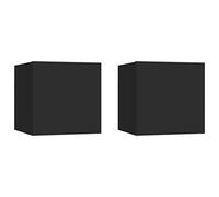 QJBSAVVA Tables de Chevet Suspendues Lot de 2, Table de Nuit Murale Noire en Bois d'Ingénierie, Meuble de Rangement Flottant 30,5 x 30 x 30 cm pour Chambre et Salon