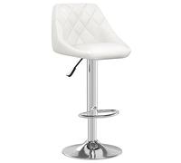 QJBSAVVA Tabouret de bar blanc en cuir synthétique, hauteur réglable, avec dossier et vérin à gaz, pivotant à 360 °, pour cuisine, bar et salle à manger, design moderne, acier chromé