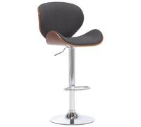 QJBSAVVA Tabouret de bar gris réglable en hauteur avec vérin à gaz - Housse en tissu doux et pied en métal chromé - 50 x 51 x 95-116 cm - Confortable pour cuisine, bar et coiffeuse