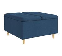 QJBSAVVA Tabouret de rangement avec espace de rangement - 80 x 80 x 45 cm - Tabouret rembourré en tissu bleu - Pouf carré matelassé moderne pour salon, chambre à coucher et couloir