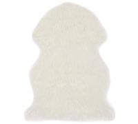 QJBSAVVA Tapis de salon - 60 x 90 cm - Blanc - En fourrure synthétique - Aspect peau de mouton - Forme de peau animale - Dessous en daim - Antidérapant - Moelleux - Moderne - Pour salon, chambre à