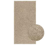 QJBSAVVA Tapis d'extérieur ZIZUR Beige 60 x 110 cm Aspect jute en 100 % polypropylène robuste et résistant aux UV Design moderne pour terrasses, balcons, couloir, salon