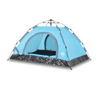 QJBSAVVA Tente de Camping 2 Personnes en Dôme avec Système de Montage Rapide, Abri de Camping 2 Portes et Double Fermeture Éclair en Polyester 190T pour Randonnée et Bivouac, 200x150x120 cm, Bleu