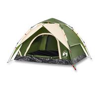 QJBSAVVA Tente de camping 3 personnes verte - Tente dôme moderne avec système de libération rapide pour un montage rapide, 2 entrées, polyester 190T, idéale pour les aventures en plein air et les