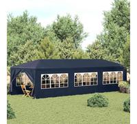 QJBSAVVA Tente de réception 3 x 9 m - Tonnelle de jardin bleue avec cadre en acier stable - Abri en polyéthylène résistant aux UV pour événements, barbecues et réunions en plein air