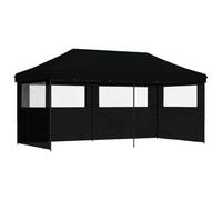 QJBSAVVA Tente de Réception Pliable 3x6 m Barnum Pliant Pop-Up avec 3 Parois Latérales Tonnelle de Jardin en Acier et Tissu Oxford pour Fête Mariage Barbecue Événement Noir