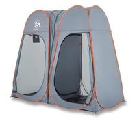 QJBSAVVA Tente d'Intimité Cabine de Déshabillage Portable, Vestiaire de Camping Escamotable avec 2 Portes, Abri de Plein Air en Polyester, Gris et Orange 233 x 120 x 193 cm