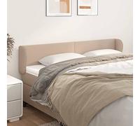 QJBSAVVA Tête de lit 163 x 23 x 78/88 cm - Style oreilles - En cuir synthétique - Hauteur réglable - Pour lit double - Marron cappuccino - Dossier moderne avec pieds en bois massif - Pour chambre à