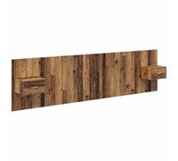 QJBSAVVA Tête de Lit avec Armoire 3 Pièces, Ensemble Pont de Lit en Bois d'Ingénierie Coloris Bois Ancien, Meuble de Chambre Adulte avec 2 Tables de Chevet, 297 x 32,5 x 80 cm