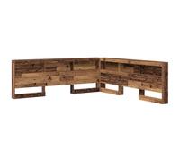 QJBSAVVA Tête de lit avec Rangement 200 cm en Bois d'ingénierie et Acier, Meuble de Chambre Moderne avec étagères de Stockage de Livres en Forme de L, Couleur Bois Ancien