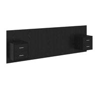QJBSAVVA Tête de Lit avec Rangement et 2 Tables de Chevet, Ensemble de Chambre 3 Pièces en Bois d'Ingénierie, Meuble Mural Gain de Place, 257 x 32,5 x 80 cm, Chêne Noir