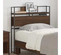 QJBSAVVA Tête de lit de rangement en bois de chêne marron - 100 x 15 x 98 cm - Panneau arrière de lit moderne avec étagère - Robuste et durable - Pour chambre à coucher et chambre d'amis