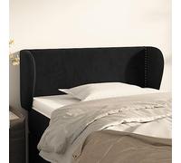 QJBSAVVA Tête de lit en velours avec oreilles - 83 x 23 x 78/88 cm - Noir - Hauteur réglable - Pieds en bois de mélèze - Dossier rembourré