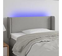 QJBSAVVA Tête de lit LED - 103 x 16 x 78/88 cm - Gris clair - Tissu avec LED multicolores - Réglable en hauteur - Dossier douillet pour chambre à coucher et salon