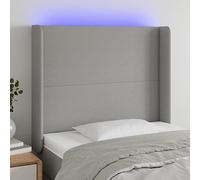 QJBSAVVA Tête de lit LED 93 x 16 x 118/128 cm, gris clair, polyester respirant, cadre en bois massif, éclairage USB RVB, hauteur réglable, barre LED découpable pour chambre à coucher