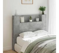 QJBSAVVA Tête de lit LED - Béton - Gris - 120 x 16,5 x 103,5 cm - En bois avec étagère et commande USB - Facile à monter
