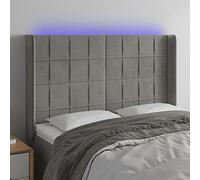 QJBSAVVA Tête de lit LED gris clair - 147 x 16 x 118/128 cm - Velours réglable en hauteur - USB 5 V - Éclairage RVB moderne - Pour chambre à coucher, appartement