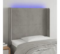 QJBSAVVA Tête de lit LED - Gris clair - 83 x 16 x 118/128 cm - En velours - Avec éclairage RVB à intensité variable - Hauteur réglable - Bande LED coupable - Rembourrée - Pour chambre à coucher