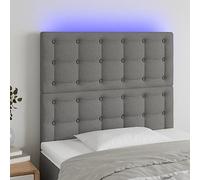 QJBSAVVA Tête de lit LED gris foncé 100 x 118/128 cm - Design moderne en polyester et bois de mélèze - Hauteur réglable - Dossier éclairé avec barre LED coupable - Pour chambre à coucher et chambre