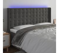 QJBSAVVA Tête de lit LED gris foncé 163 x 16 x 118/128 cm - Velours avec changement de couleur - Éclairage RVB - Hauteur réglable - Rembourrage mural en mousse - Dossier moderne pour chambre à coucher