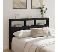 QJBSAVVA Tête de lit LED noire 160 x 17 x 102 cm - En bois avec éclairage RVB - Grand espace de rangement - Étagère moderne - Dossier pour chambre à coucher et chambre d'adolescent