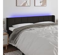 QJBSAVVA Tête de lit LED noire - 203 x 16 x 78/88 cm - Réglable en hauteur - Avec LED à changement de couleur - Cadre en bois massif - Dossier confortable pour lit - Design moderne