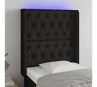 QJBSAVVA Tête de lit LED noire 83 x 16 x 118/128 cm réglable en hauteur avec éclairage RVB Design moderne en tissu et bois de mélèze pour chambre à coucher et chambre d'adolescent
