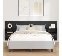 QJBSAVVA Tête de lit murale avec tables de chevet intégrées - 217 x 32,5 x 80 cm - En bois de chêne noir - Économie d'espace - Design moderne - Pour chambre à coucher, chambre d'adolescent, chambre
