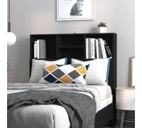 QJBSAVVA Tête de lit noire 100 x 19 x 103,5 cm en bois robuste avec quatre compartiments de rangement, design moderne avec espace de rangement, montage facile, convient pour les chambres et les salons