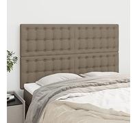 QJBSAVVA Tête de lit taupe - 144 x 5 x 118/128 cm - Hauteur réglable - Avec 4 coussins - Rembourrage en 100 % polyester - Pieds en bois robuste - Coussin mural moderne pour chambre à coucher et