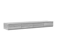 QJBSAVVA Tiroirs de lit avec 4 Tiroirs à Ouverture par Pression, Meuble de Rangement Bas Polyvalent pour Chambre, Banc Marchepied en Bois d'Ingénierie, 160 x 36,5 x 16,5 cm, Gris Sonoma