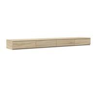 QJBSAVVA Tiroirs de Lit avec 4 Tiroirs de Rangement, Meuble Bas de Chambre Minimaliste en Bois d'Ingénierie, Marchepied et Siège de Lit, Design Chêne Sonoma, 200 x 36,5 x 16,5 cm