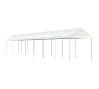 QJBSAVVA Tonnelle avec toit - Blanc - 15,61 x 2,28 x 2,69 m - En polyéthylène résistant aux UV et cadre en acier robuste - Tente de réception spacieuse pour jardin, barbecue, événement et camping