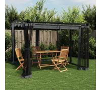 QJBSAVVA Tonnelle avec toit ouvrant - Anthracite - 296 x 296 x 230 cm - En acier et aluminium - Pour protection solaire et moustiquaire - Robuste - Pour jardin, terrasse, balcon et camping