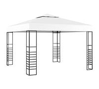 QJBSAVVA Tonnelle de Jardin 3 x 3 m Blanc, Barnum de Réception avec Cadre en Acier et Double Toit Ventilé, Pavillon de Cour pour Barbecue, Camping et Fêtes en Plein Air