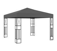QJBSAVVA Tonnelle de Jardin 3x3 m Anthracite, Belvédère Extérieur en Acier et Polyester avec Auvent Ventilé, Grand Pavillon pour Terrasse Cour Barbecue et Fêtes Familiales