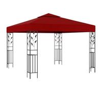 QJBSAVVA Tonnelle de Jardin 3x3 m Belvédère avec Double Toit Aéré et Cadre en Acier Robuste, Pavillon pour Événements en Plein Air et Réunions de Famille, Rouge Bordeaux