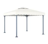 QJBSAVVA Tonnelle de Jardin 3x3m, Gazebo avec Double Toit en Tissu Oxford, Pavillon de Réception Stable en Aluminium et Acier pour Terrasse, Fêtes et Barbecue, 300x300x270 cm, Crème