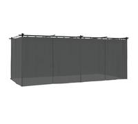 QJBSAVVA Tonnelle de Jardin 6x3 m Barnum de Terrasse avec Toit Rétractable et 4 Rideaux Zippés, Pergola Extérieure en Acier et Aluminium pour Repas et Détente, Anthracite