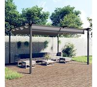 QJBSAVVA Tonnelle de jardin avec toit extensible 4 x 3 x 2,2 m - Anthracite - Acier revêtu par pulvérisation et polyester revêtu de PA - Résistant aux UV - Pour terrasse, jardin, barbecue et