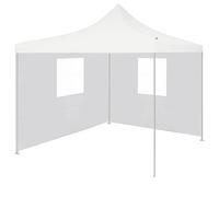 QJBSAVVA Tonnelle pliante 3 x 3 m avec 2 parois latérales en acier revêtu par pulvérisation - Tente de jardin résistante aux UV - 291 x 291 x 315 cm - Blanc - Pour jardin, fête, camping, barbecue